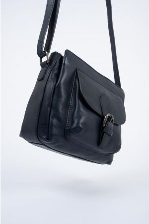Petit Sac bandoulière Cuir-Bleu marine