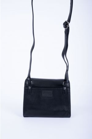 Sac pochette triple rabat bandoulière cuir-Noir