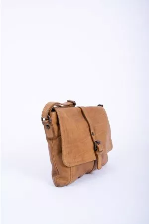 Sac cuir Vintage porté travers-Camel, Ocre