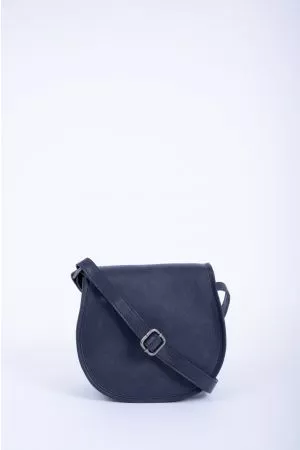 Sac bandoulière rabat Cuir-Bleu marine