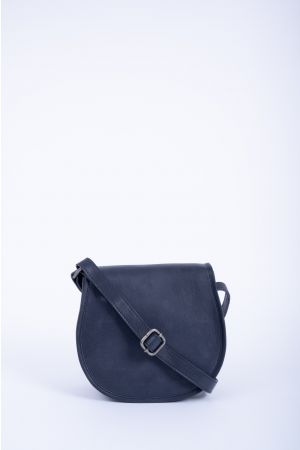 Sac bandoulière rabat Cuir-Bleu marine