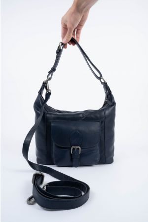 Sac porté haut cuir-Bleu marine