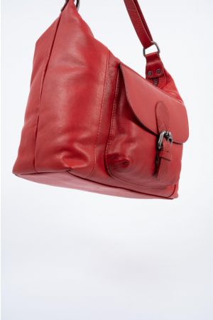 Sac porté haut cuir-Rouge