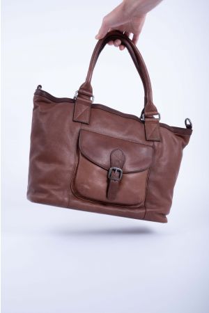 Sac porté main cuir-Camel