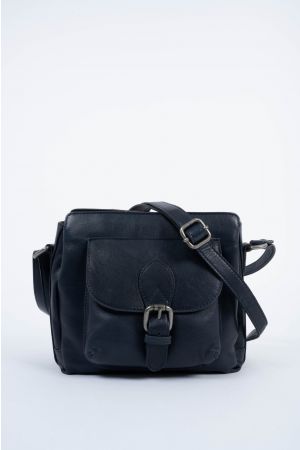 Petit Sac bandoulière Cuir-Bleu marine