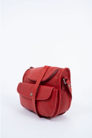 Sac bandoulière cuir-Rouge