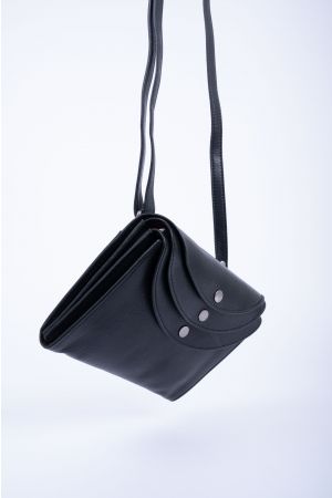 Sac pochette triple rabat bandoulière cuir
