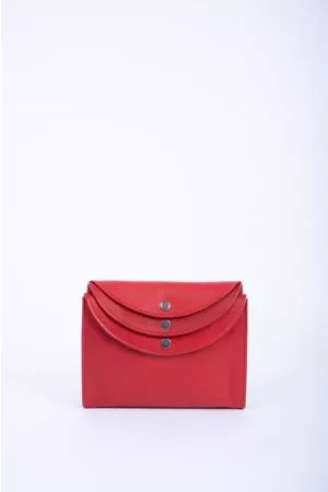 Sac pochette triple rabat bandoulière cuir-Rouge
