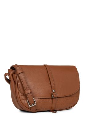 Mini Sac Trotteur Pochette Soft Vintage Cuir -Camel Croco