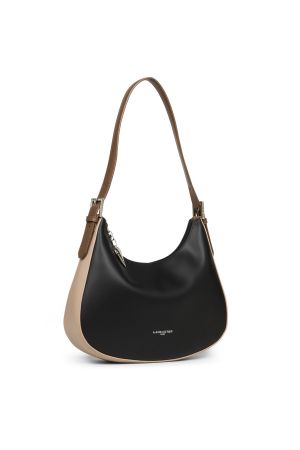 Sac besace Constance cuir-Noir + Nude + Vison